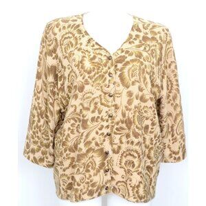 Alfred Dunner Wool Blend PLUS 2X Gold Beaded Button Cardigan‎ 3/4 Sleeves Party